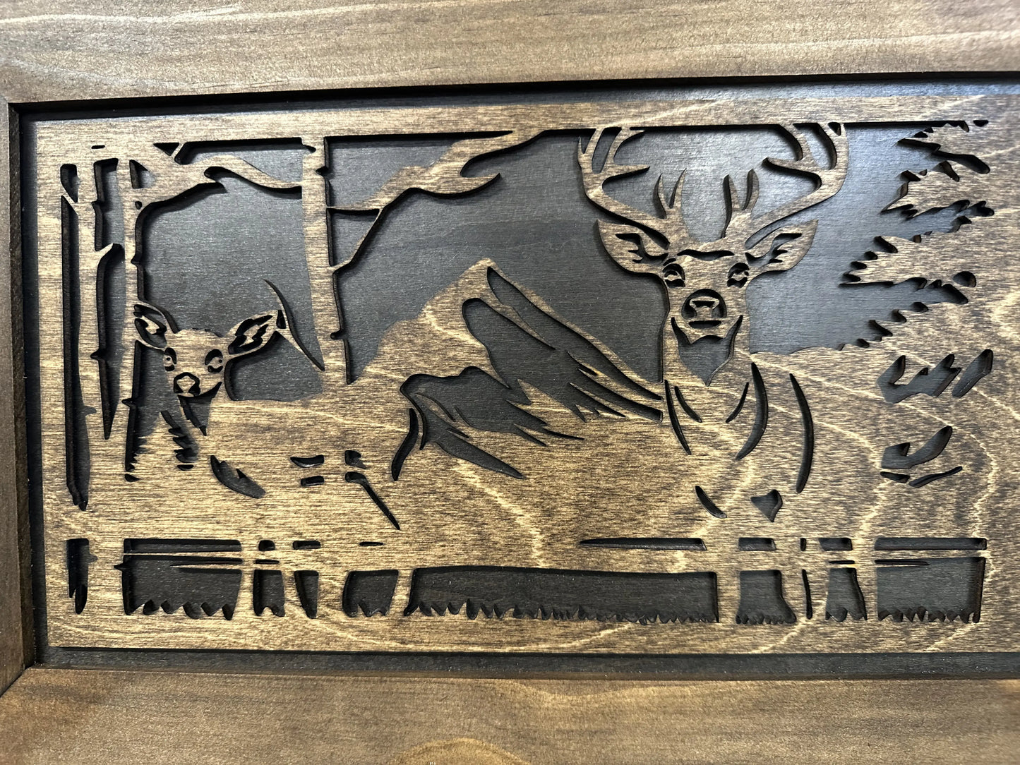 Buck and Doe in The Woods Gun Concealment Furniture - Handcrafted Hidden Gun Storage Wall Decor - Hidden Gun Shelf with Magnetic Lock for Quick Access Bellewood Designs