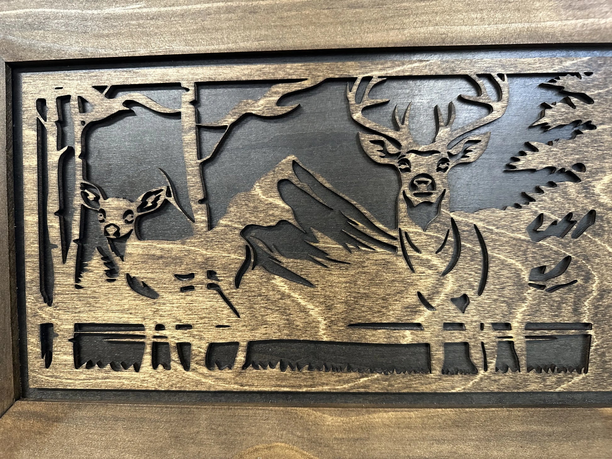 Buck and Doe in The Woods Gun Concealment Furniture - Handcrafted Hidden Gun Storage Wall Decor - Hidden Gun Shelf with Magnetic Lock for Quick Access Bellewood Designs