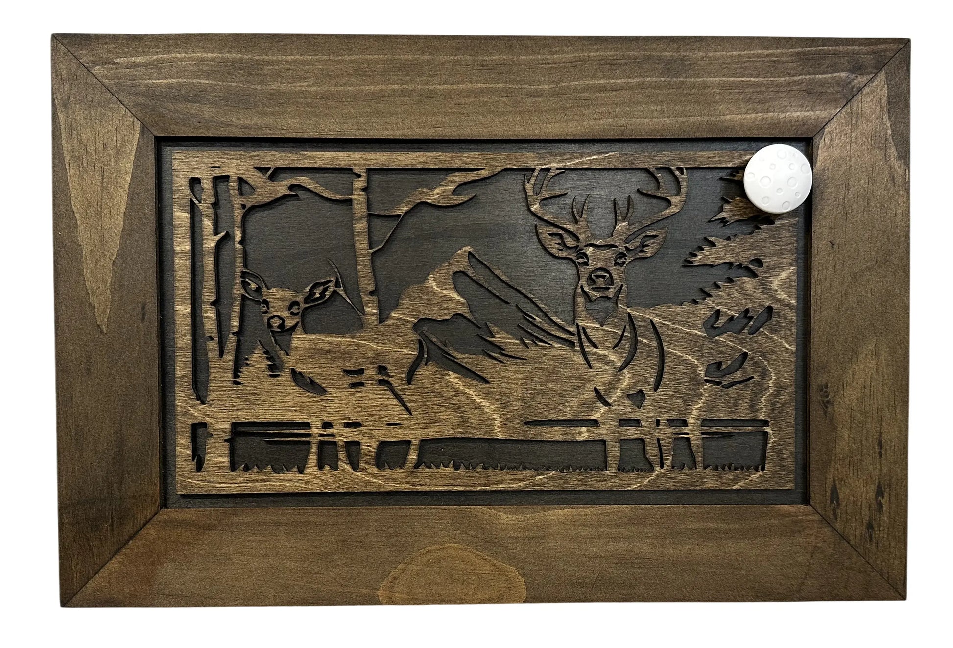 Buck and Doe in The Woods Gun Concealment Furniture - Handcrafted Hidden Gun Storage Wall Decor - Hidden Gun Shelf with Magnetic Lock for Quick Access Bellewood Designs