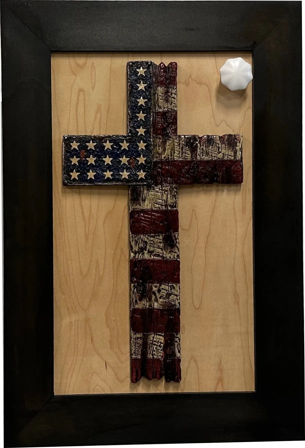 American Flag Cross Decorative Wall-Mounted Secure Gun Cabinet Bellewood Designs