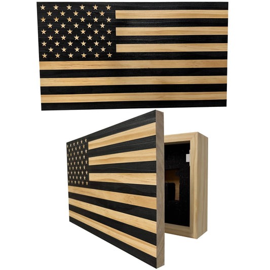 American Flag Decorative & Secure Wall-Mounted Gun Cabinet (Carbon Gray) - GOLD TESTING EQUIPMENT