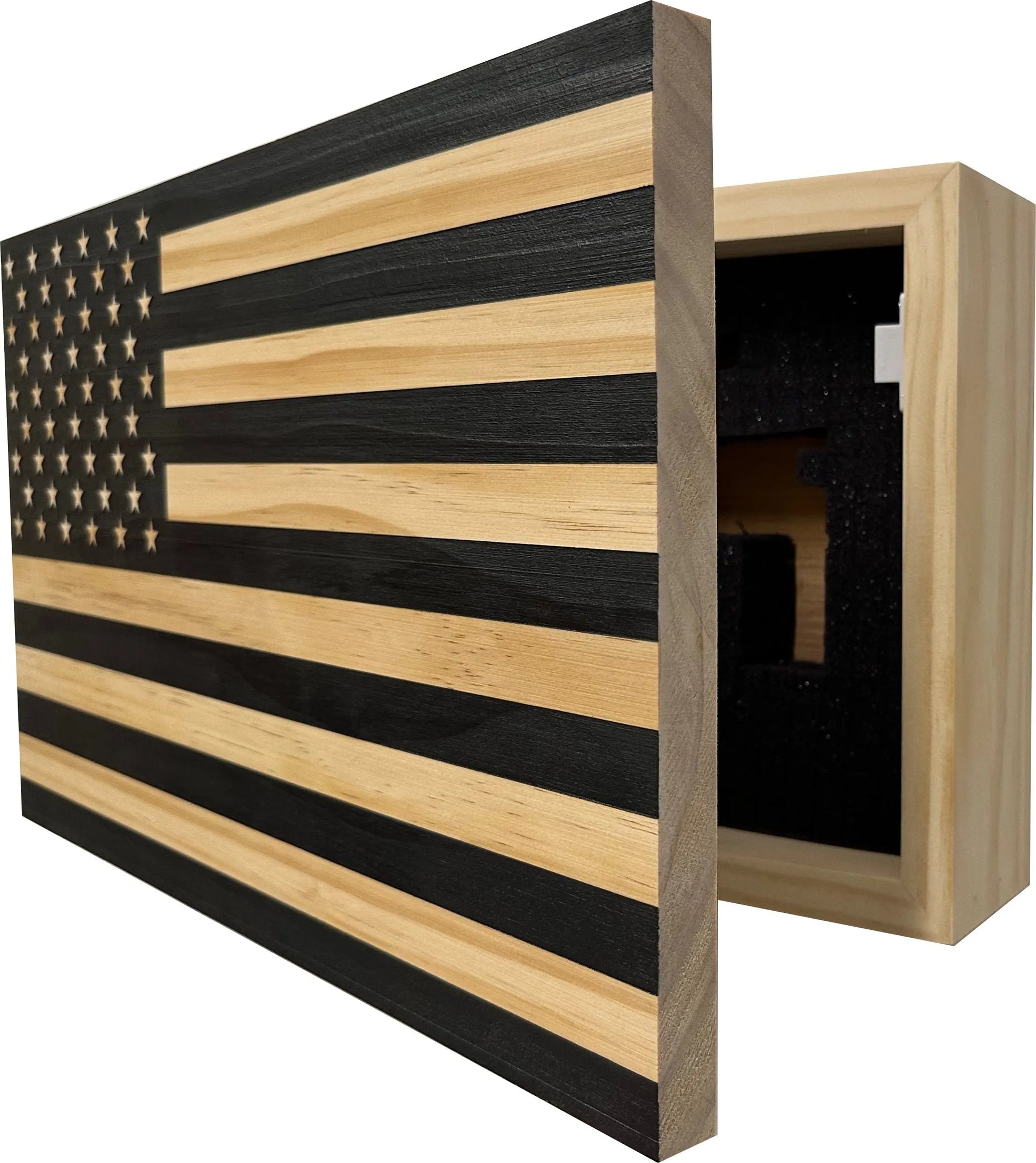 American Flag Decorative & Secure Wall-Mounted Gun Cabinet (Carbon Gray) - GOLD TESTING EQUIPMENT