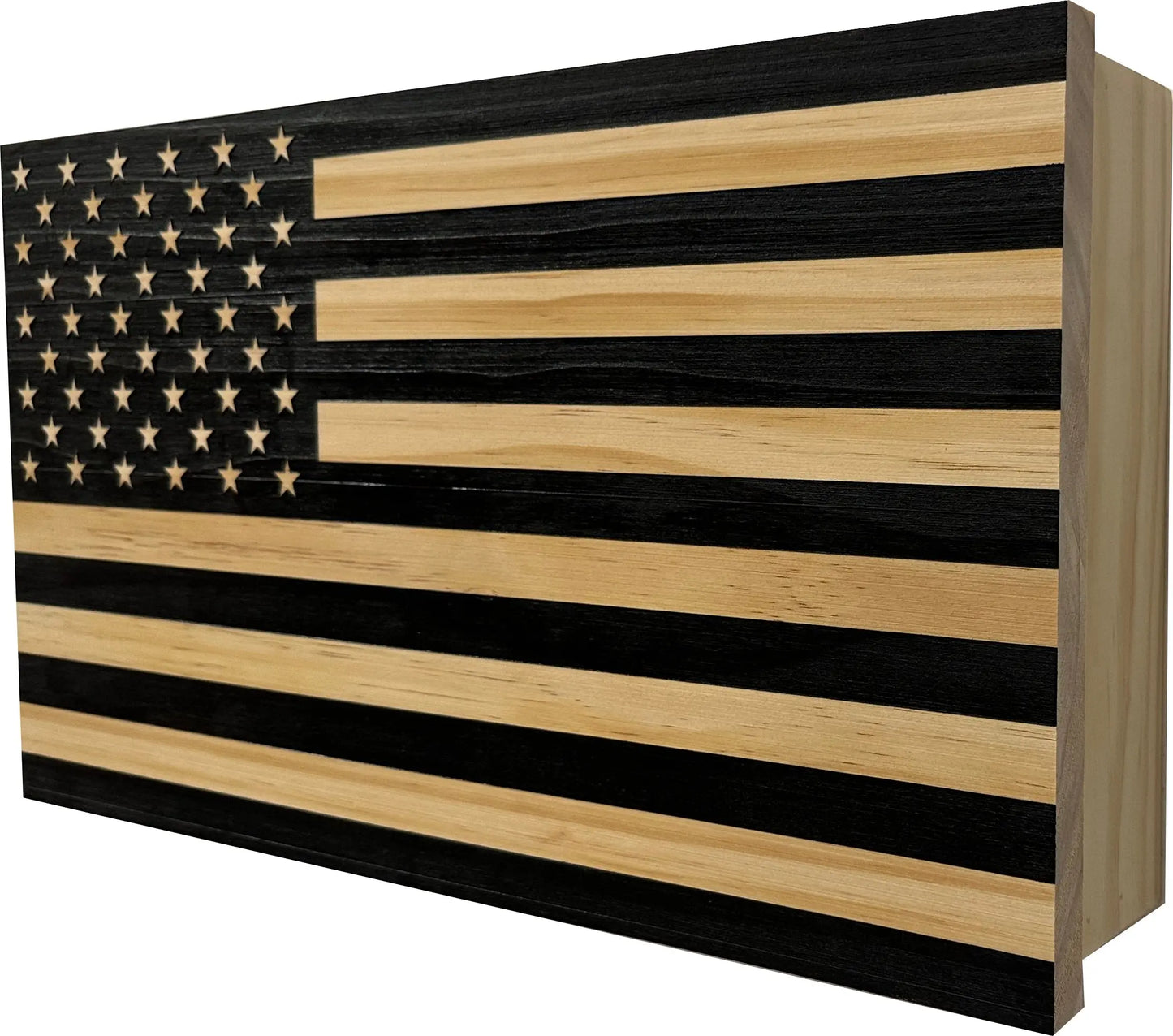 American Flag Decorative & Secure Wall-Mounted Gun Cabinet (Carbon Gray) - GOLD TESTING EQUIPMENT