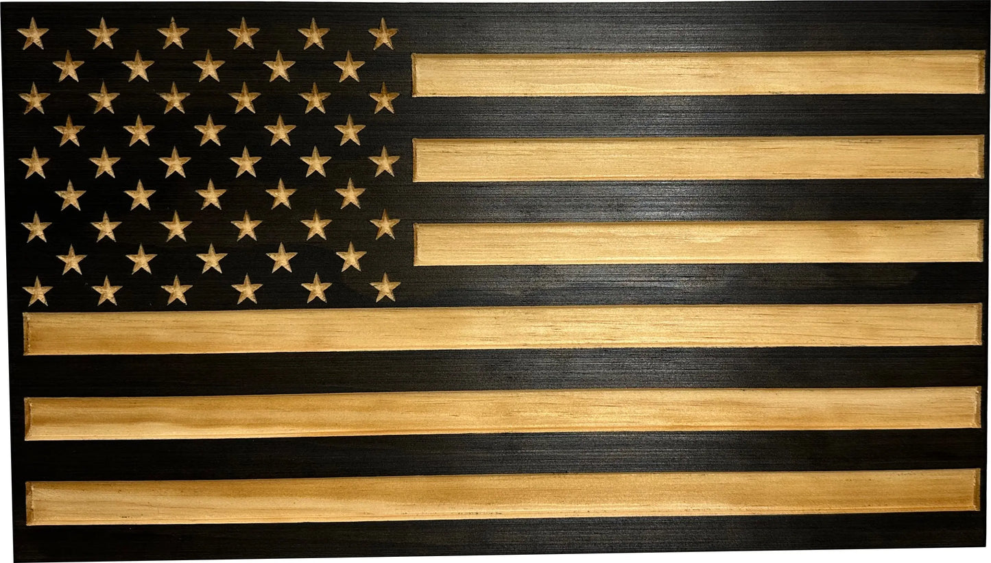 Carved American Flag Decorative Wall-Mounted Secure Gun Cabinet Bellewood Designs