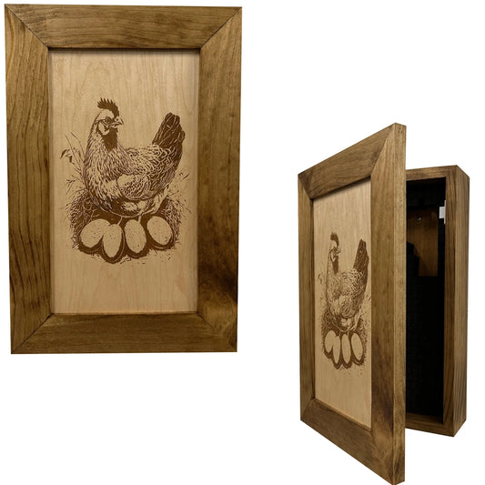 Hidden Gun Safe Chicken and Eggs Farmhouse Scene by Bellewood Designs - GOLD TESTING EQUIPMENT