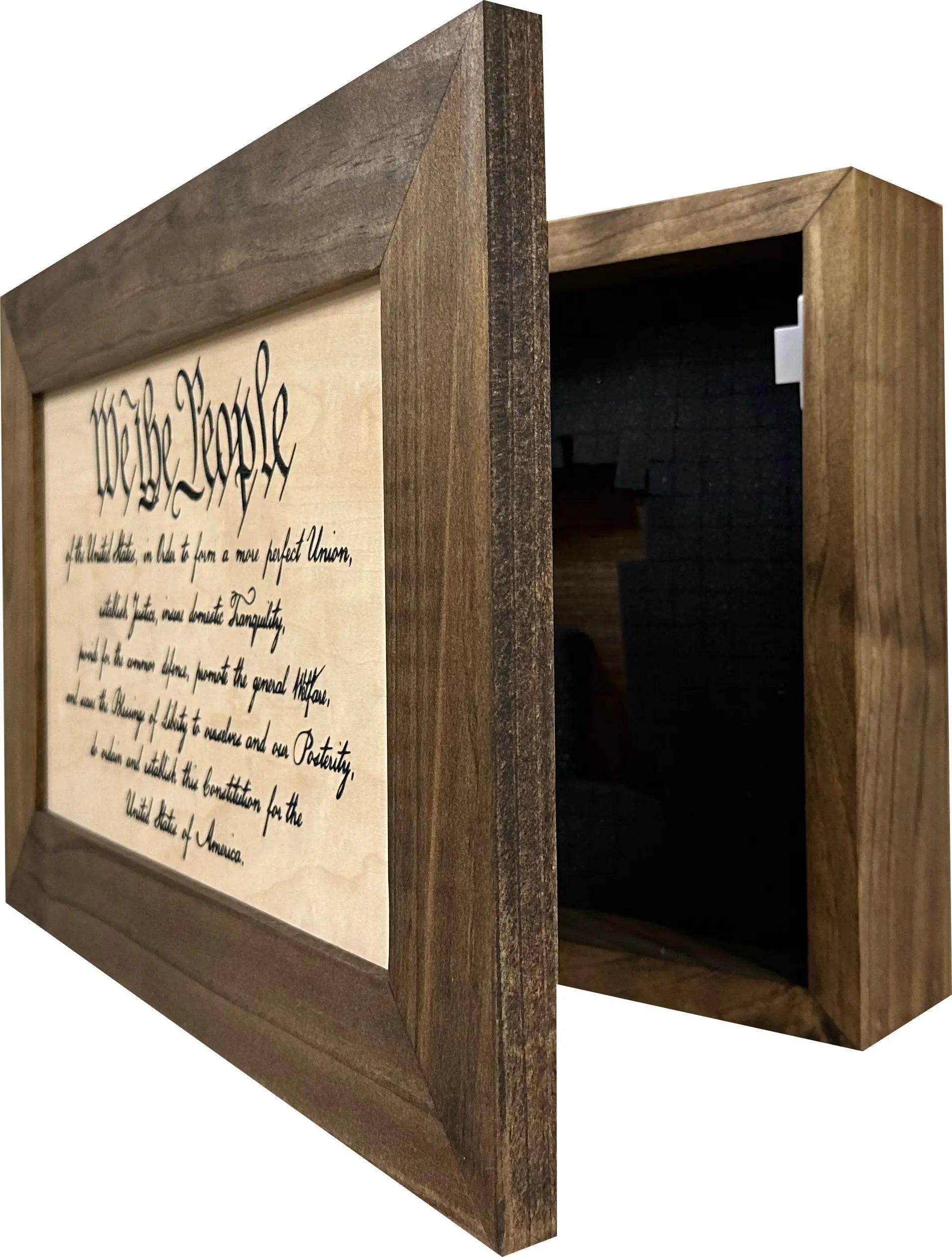 We The People Constitution Gun Concealment Furniture - Handcrafted Hidden Gun Storage Wall Decor - Hidden Safe Furniture with Magnetic Lock for Quick Access & Storage - Made in USA Bellewood Designs