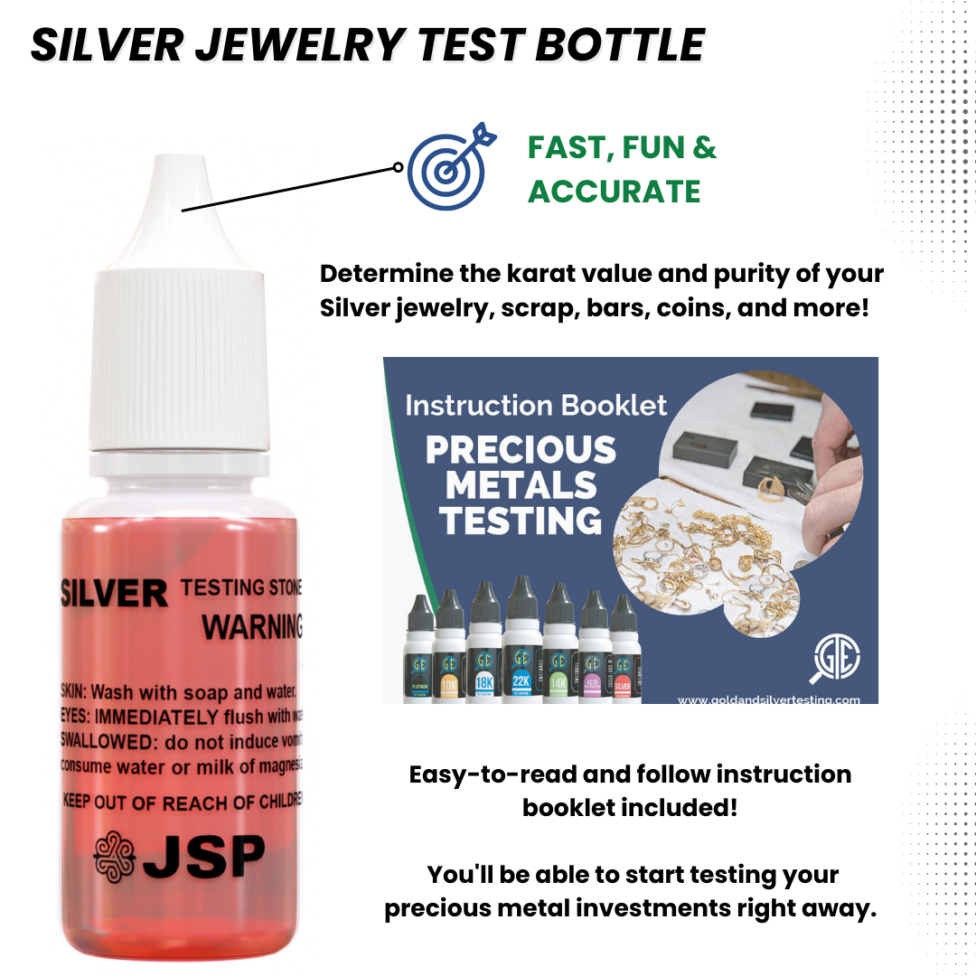 JSP Silver Jewelry Test Kit Acid Solution Detect 999 925 Sterling Prec ...