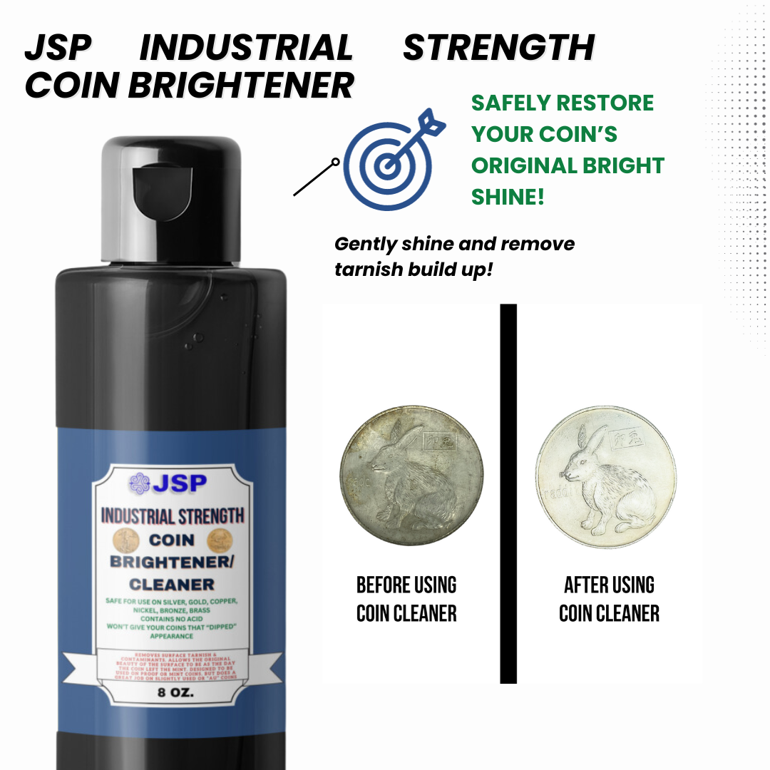 JSP 8 oz Industrial Strength Coin Brightener Cleaner for Bars Silver Gold Copper Nickel Bronze Brass Platinum Palladium
