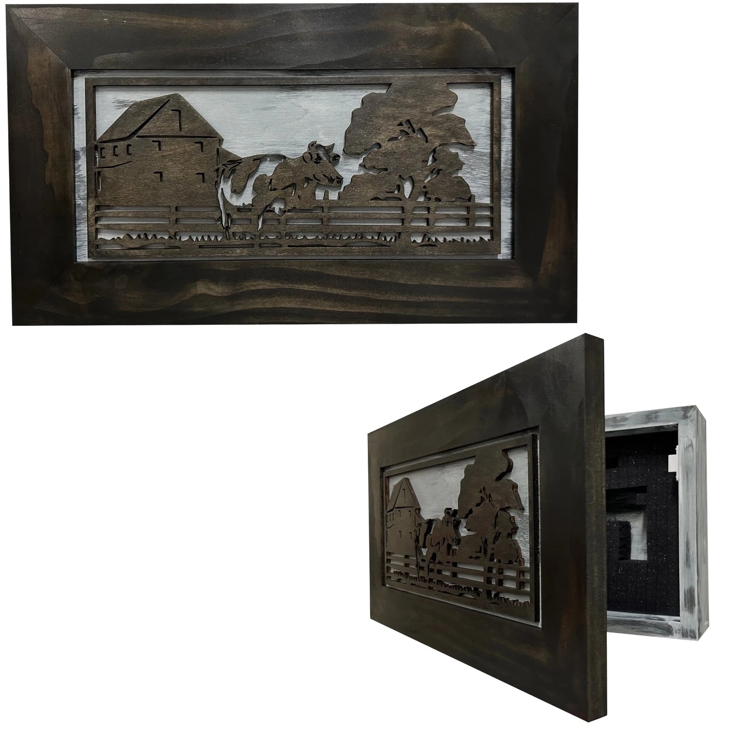 Decorative Cow Farm Wall-Mounted Secure Gun Cabinet - Gun Safe To Securely Store Your Gun & Home Self Defense Gear - GOLD TESTING EQUIPMENT
