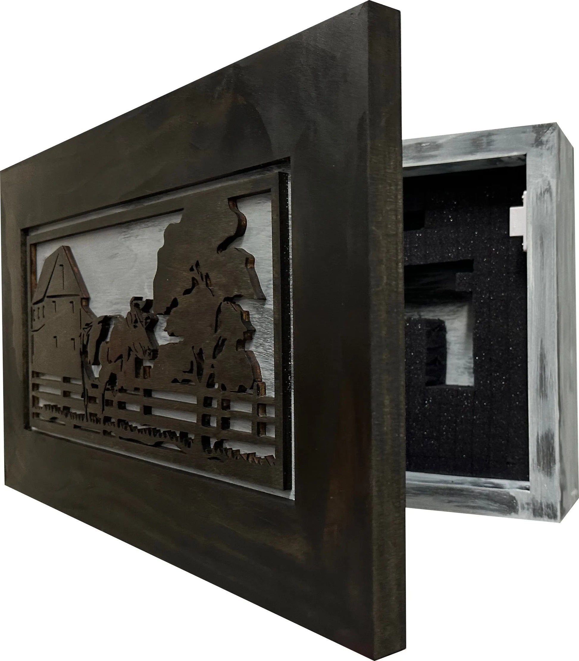 Decorative Cow Farm Wall-Mounted Secure Gun Cabinet - Gun Safe To Securely Store Your Gun & Home Self Defense Gear - GOLD TESTING EQUIPMENT