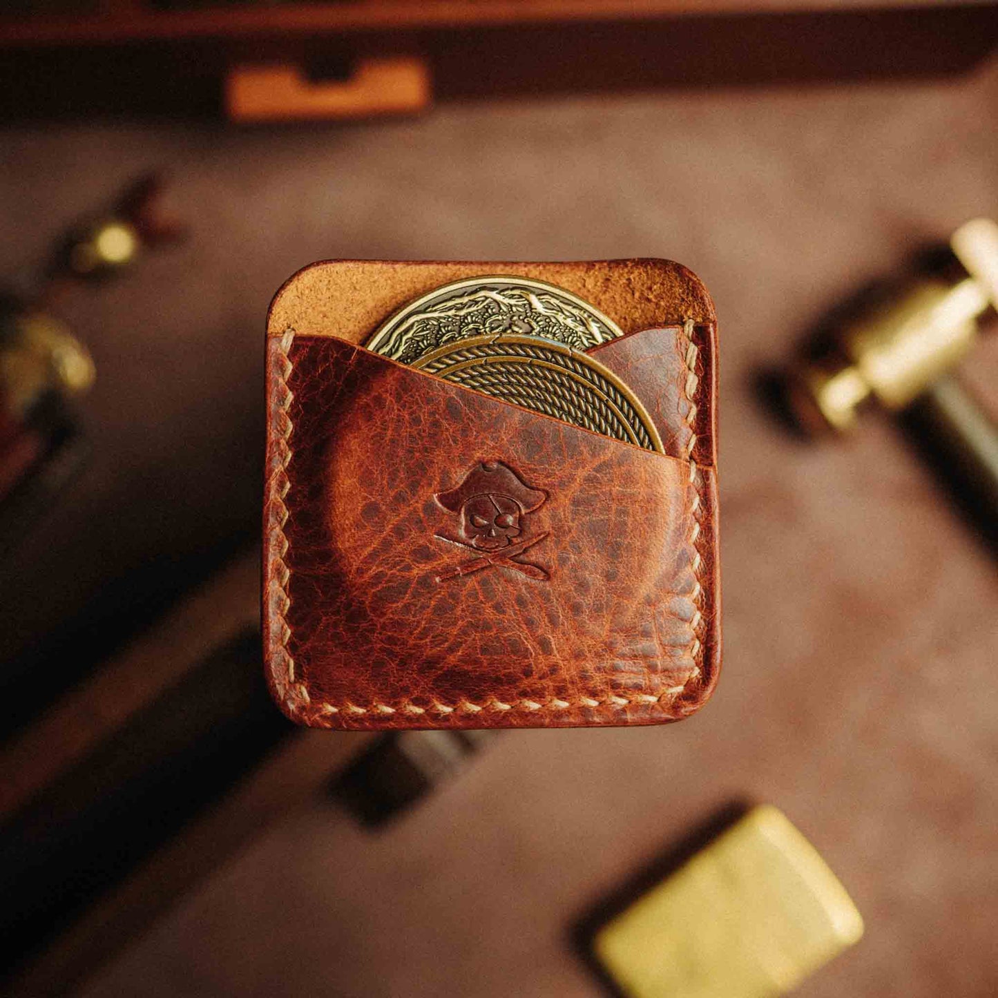 Peso Pocket Duo – Leather Holder for Two Coins | Pirate Goods