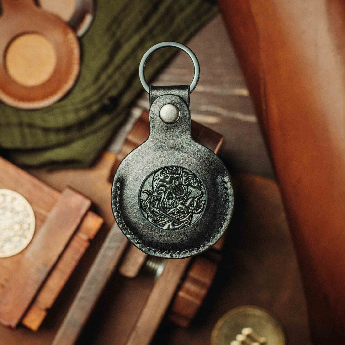 Pirate Goods Peso Pocket v5 Keychain Coin Holder – Leather Challenge Coin Case for EDC