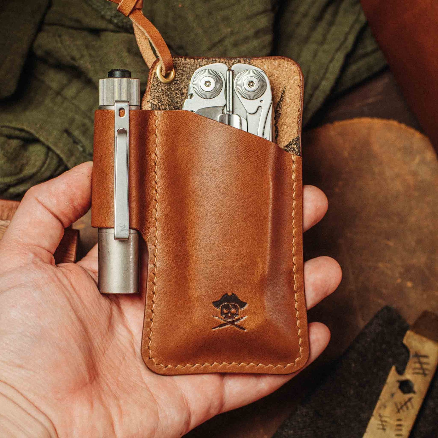 EDC Pocket Organizer - First Mate v3 | Leather Pocket Carrier Pirate Goods