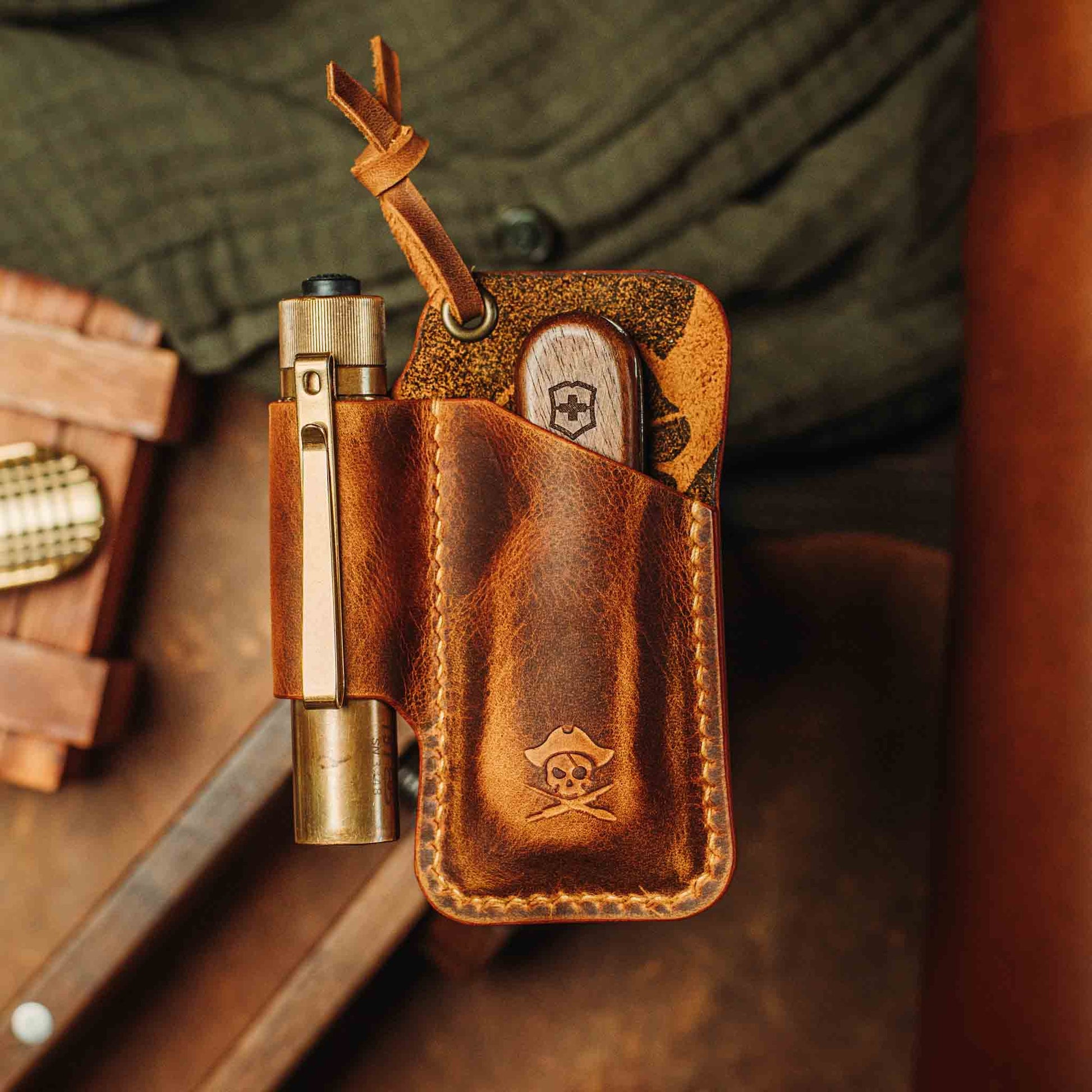 EDC Pocket Organizer - First Mate v3 | Leather Pocket Carrier Pirate Goods