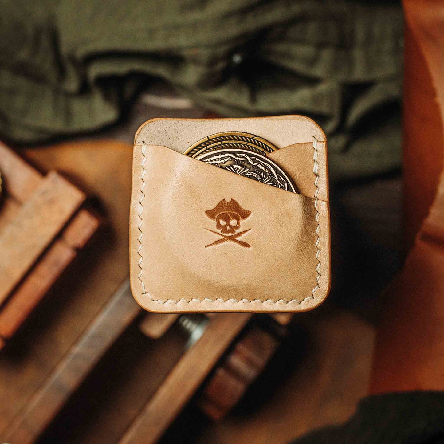Pirate Goods Peso Pocket Duo Coin Holder – Leather Challenge Coin Case for Two Coins