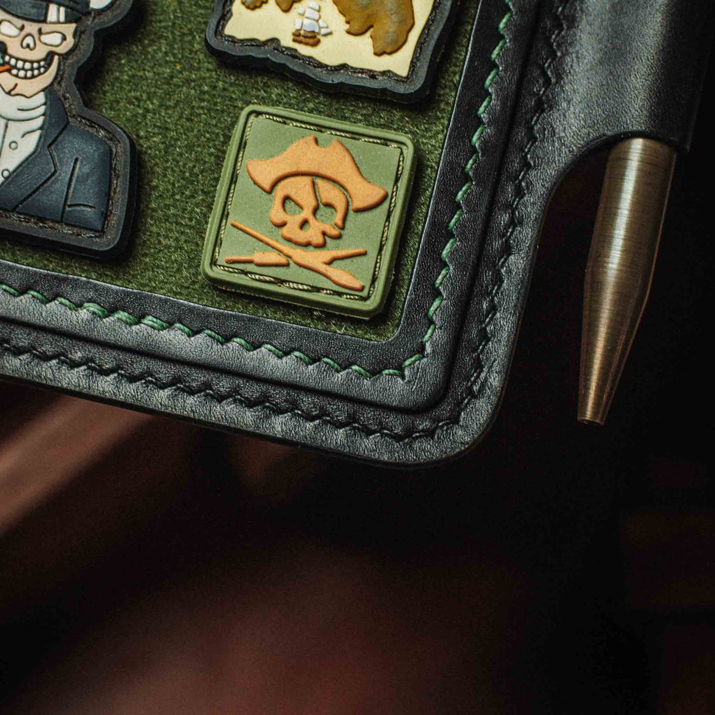 Velcro Journal Cover - Helmsman | Leather Field Notes Holder | Patch Display Pirate Goods