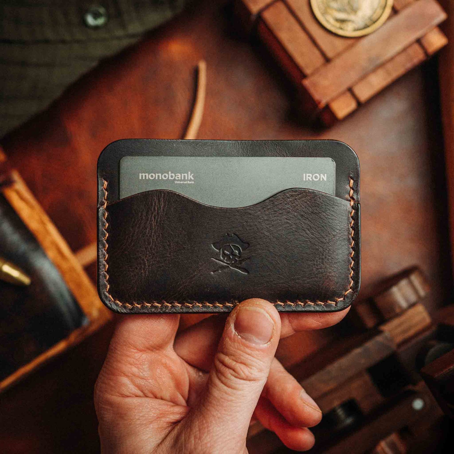 Minimalist Wallet - Drunken Boatswain v2 | Slim Leather | EDC Pirate Goods