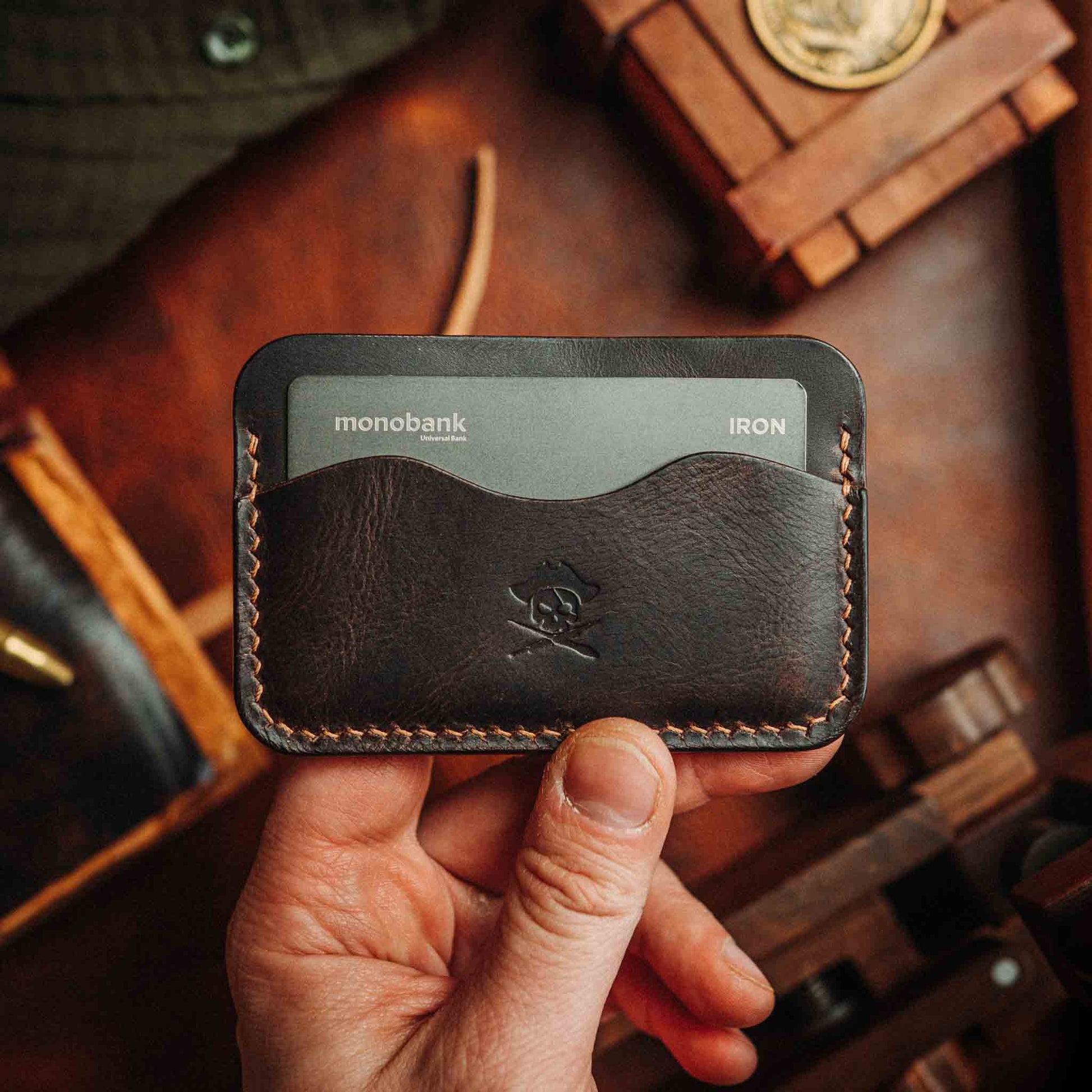Minimalist Wallet - Drunken Boatswain v2 | Slim Leather | EDC Pirate Goods