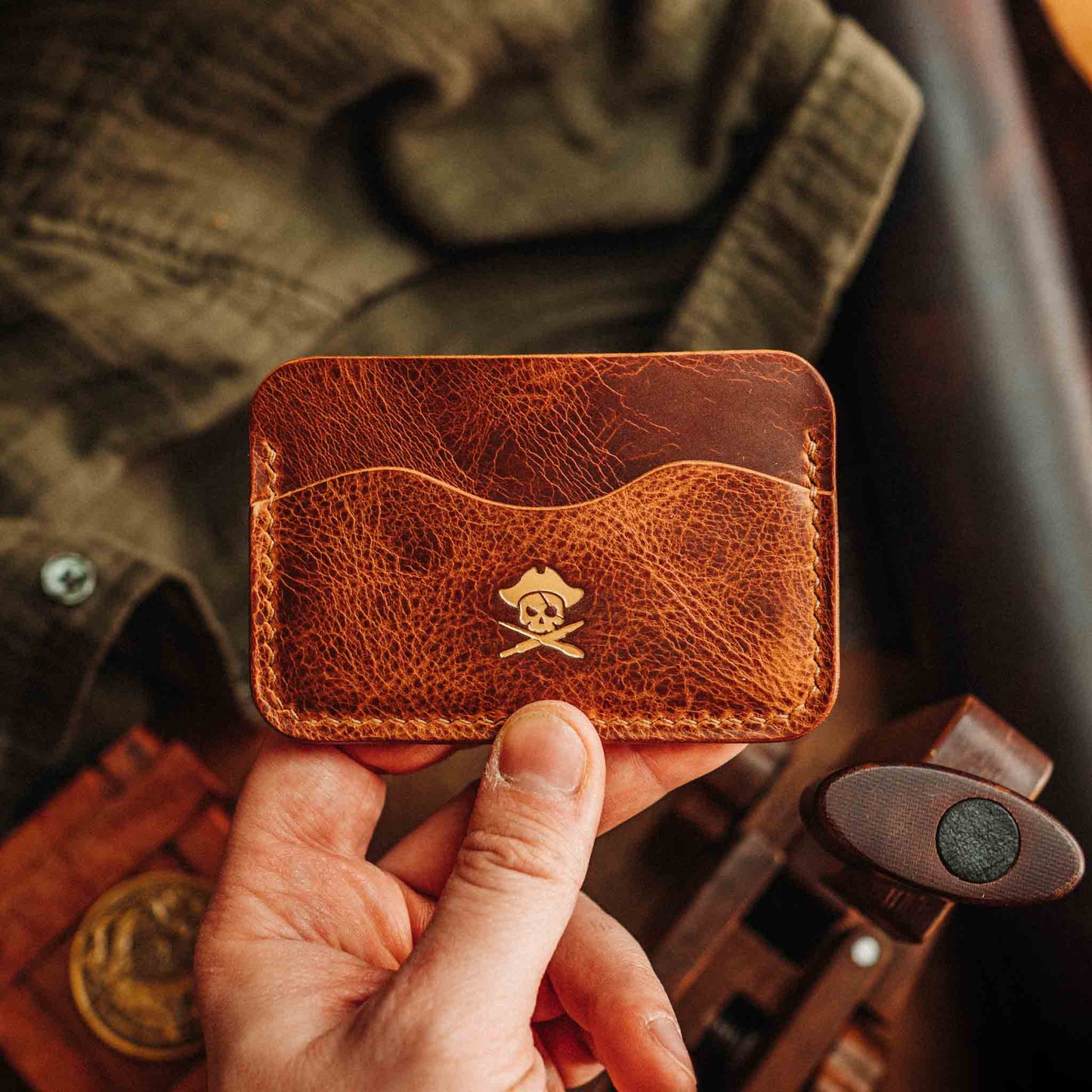 Minimalist Wallet - Drunken Boatswain v2 | Slim Leather | EDC Pirate Goods