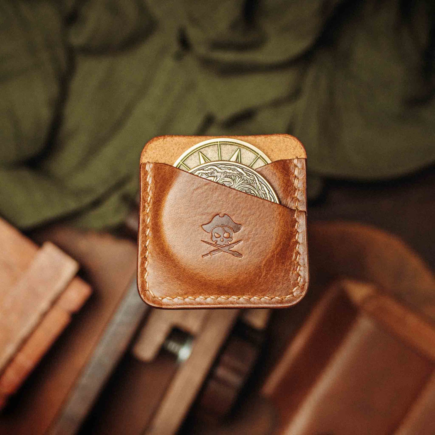Double Coin Holder - Peso Pocket Duo | Challenge Coin Case | Handcrafted Leather