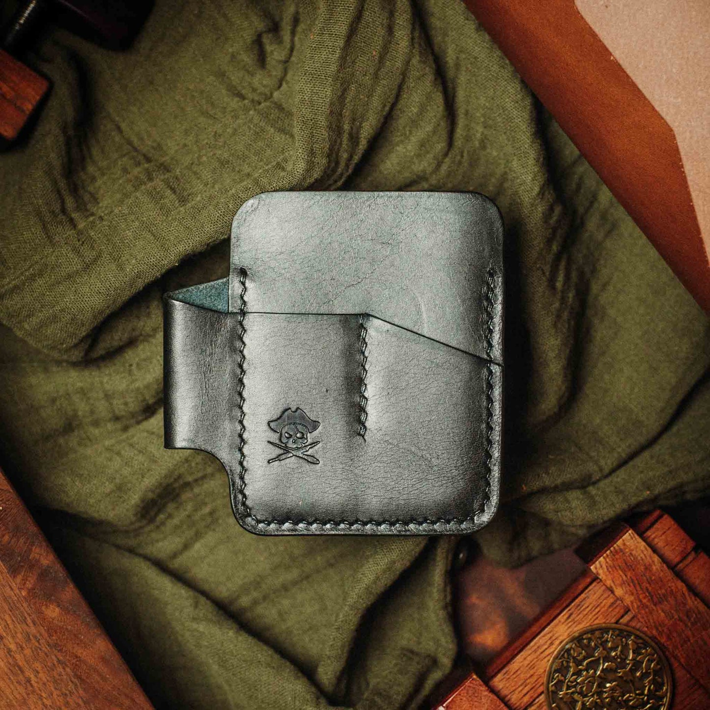 Pirate Goods First Mate Mini Pocket Organizer – Small Leather EDC Pocket Slip Pirate Goods