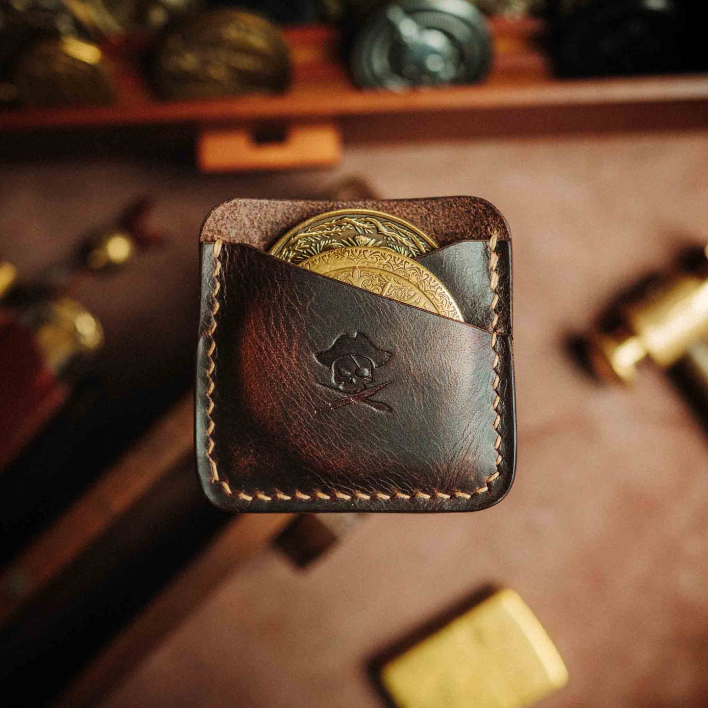 Peso Pocket Duo – Leather Holder for Two Coins | Pirate Goods