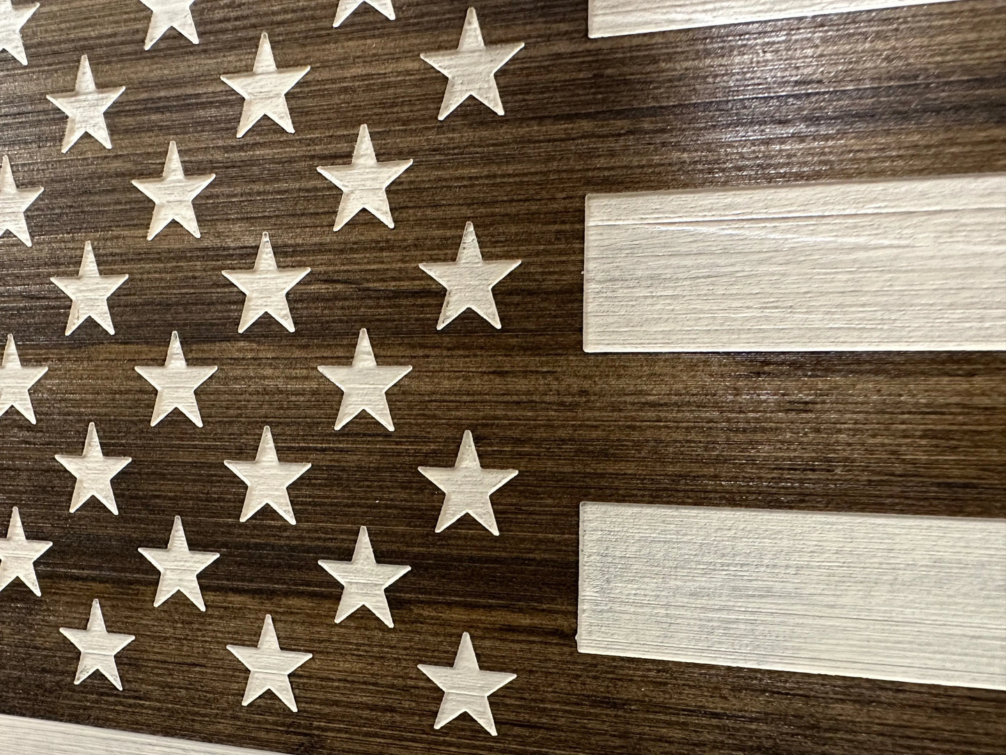 American Flag Decorative & Secure Wall-Mounted Gun Cabinet (Dark Walnut) Bellewood Designs