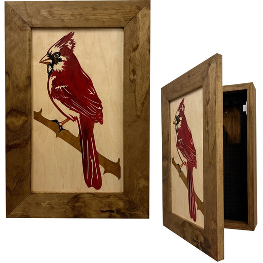 Decorative Hidden Gun Cabinet Red Cardinal Bird Wall Art - Secure Concealed Gun Safe by Bellewood Designs Bellewood Designs
