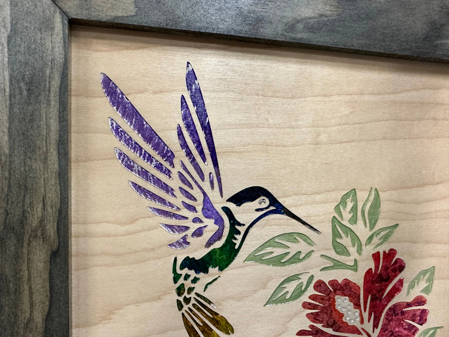 Decorative Wooden Gun Safe with Hummingbird and Hibiscus - GOLD TESTING EQUIPMENT