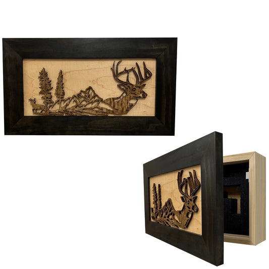 Decorative Secure Gun Cabinet with Deer Scene - Wall-Mounted Gun Safe To Securely Store Your Personal Protection - GOLD TESTING EQUIPMENT