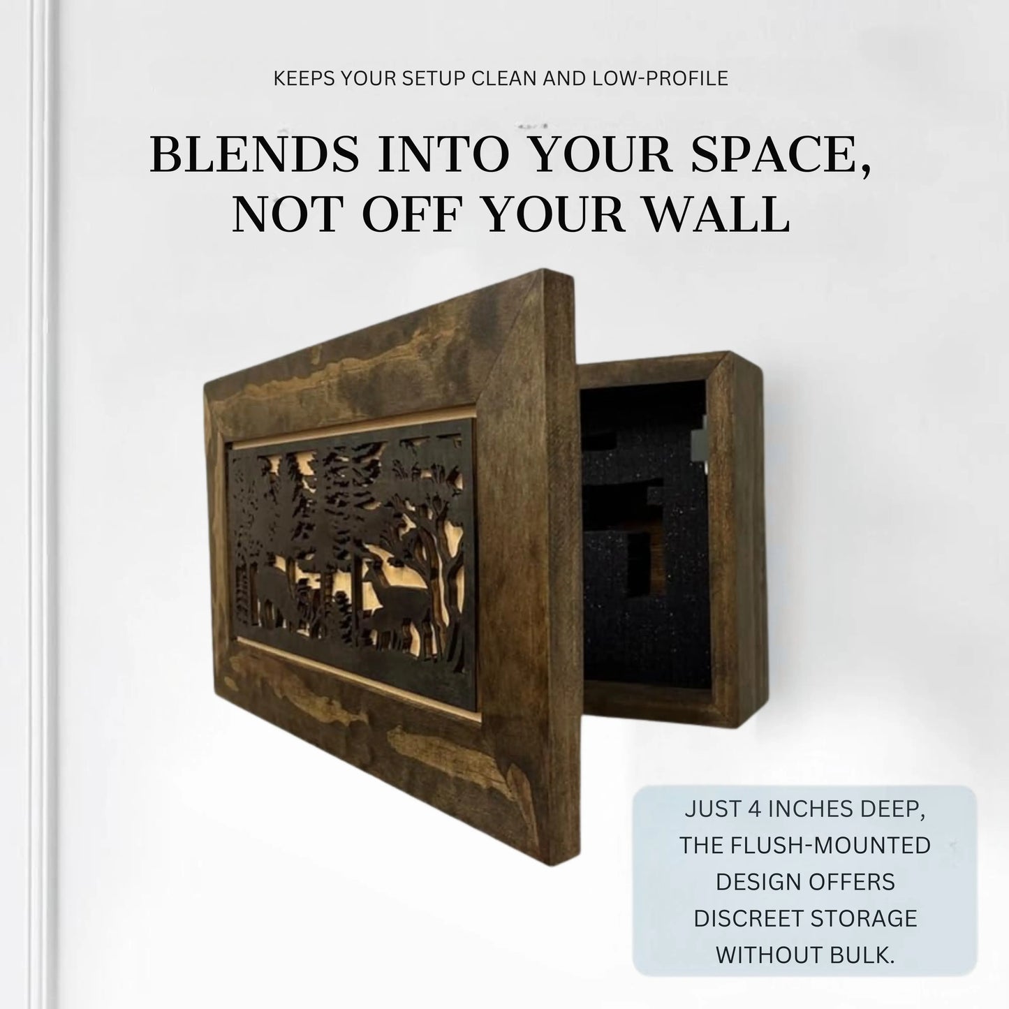 Hidden Gun Safe - Deer Scene Wall Gun Cabinet - Hidden Wall Storage - Wood Gun Cabinet - Handcrafted Gun Concealment Furniture - Hidden Gun Storage by Bellewood Designs Bellewood Designs