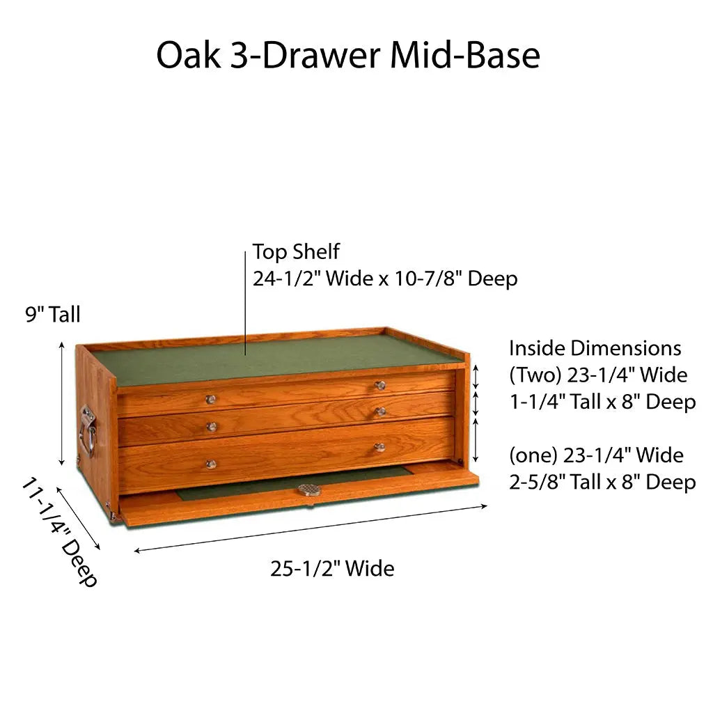 Oak 3-Drawer Mid-Base M24 - Gerstner Pepetools