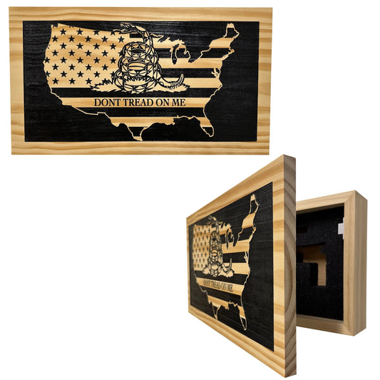 Dont Tread On Me Secure Decorative Wall-Mounted Gun Cabinet (Union) Bellewood Designs