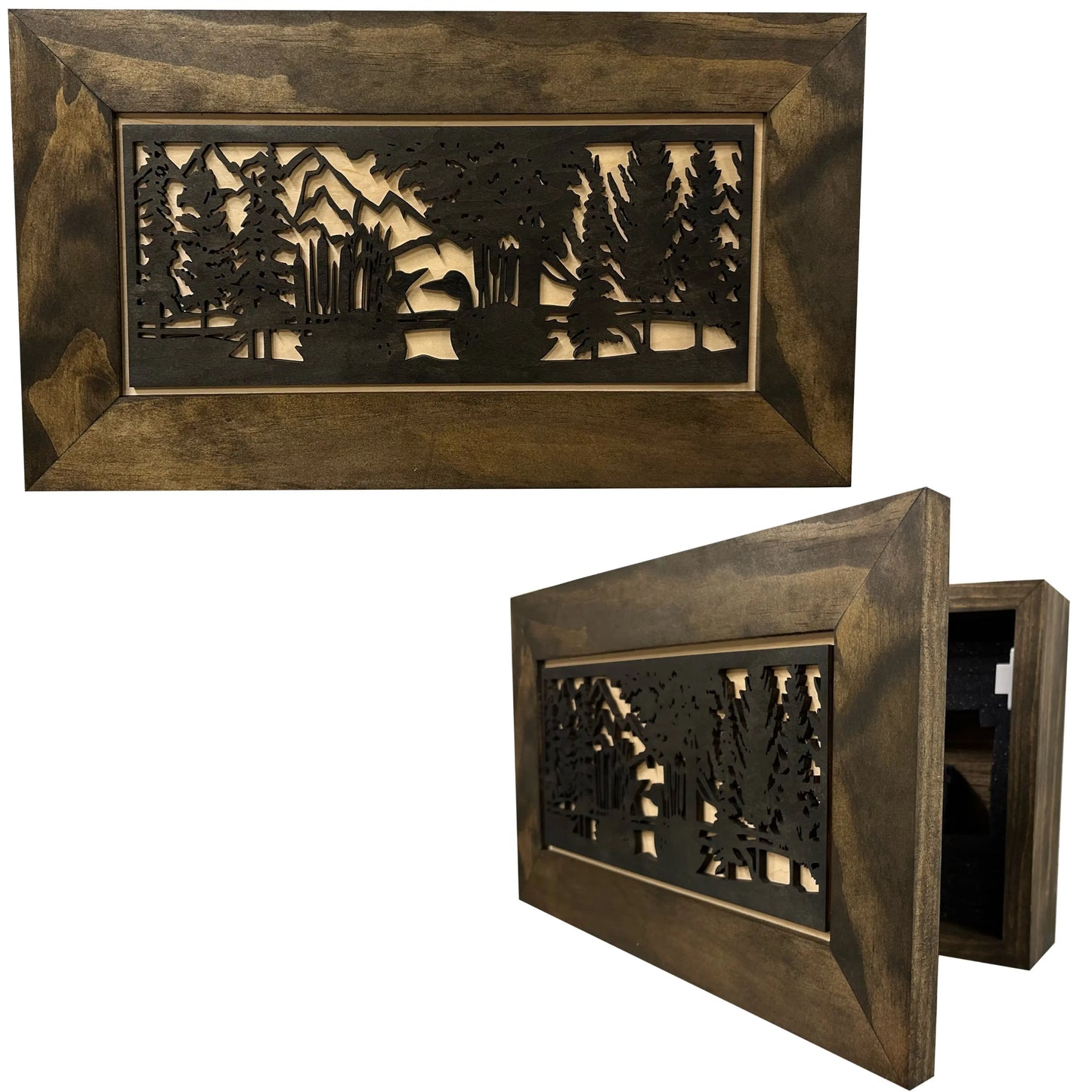 Wood Gun Cabinet Ducks On A Pond Wall Decoration - Hidden Gun Safe To Securely Store Your Gun In Plain Sight by Bellewood Designs Bellewood Designs