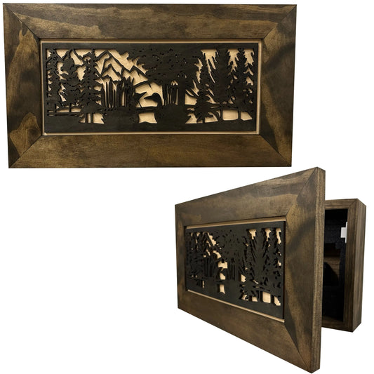 Wood Gun Cabinet Ducks On A Pond Wall Decoration - Hidden Gun Safe To Securely Store Your Gun In Plain Sight by Bellewood Designs Bellewood Designs