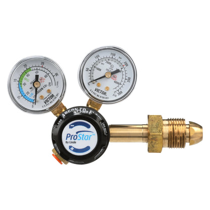 Argon gas regulator for Pulse Arc permanent jewelry welders with dual pressure gauges on white background