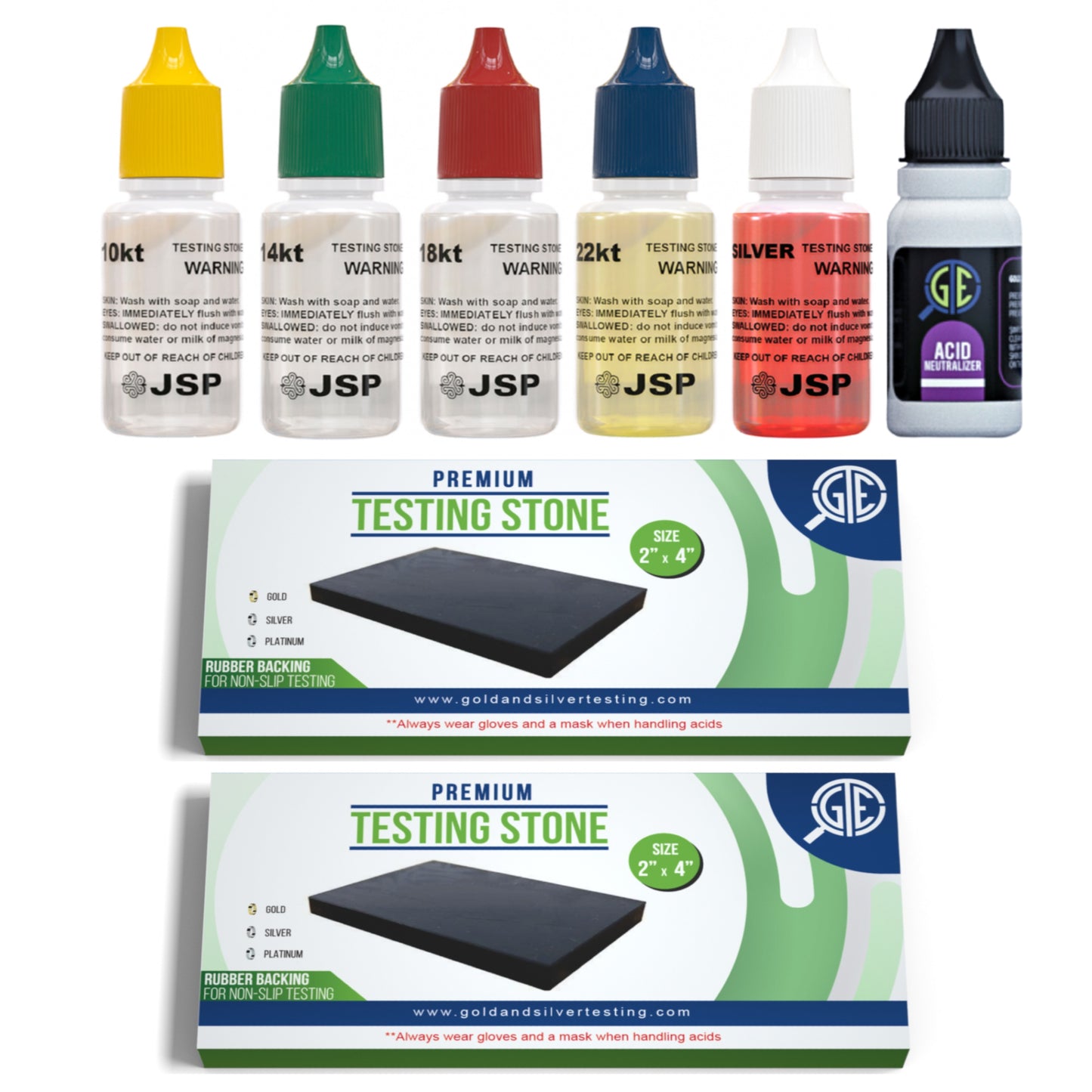 JSP & GTE Gold Silver Jewelry Tester Appraisal Kit 10K 14K 18K 22K 24K Test Precious Metals 999 925 Scrap