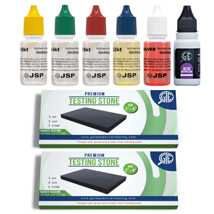 Gold & Silver Testing Kit JSP Acids 10K-24K, Silver, Neutralizer & 2 ...
