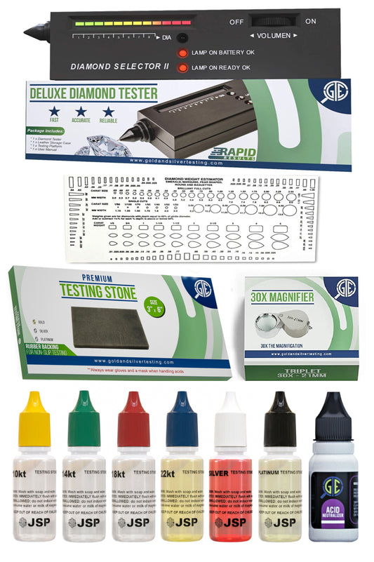 JSP Gold Silver & Platinum Jewelry Acid Tester Kit w/ Scratch Stone for  Precious Metals Detect Plating Bars Coins