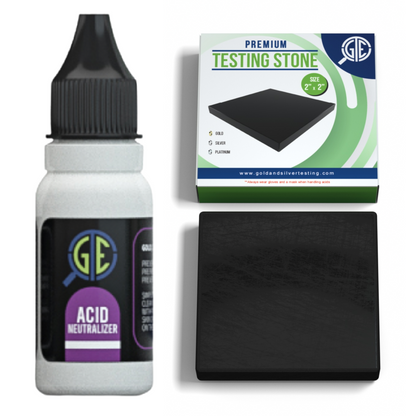 GTE Gold Silver & Platinum Test Acid Neutralizer 1/2 oz Bottle Testing Solution Stone Cleaner Kit GTE