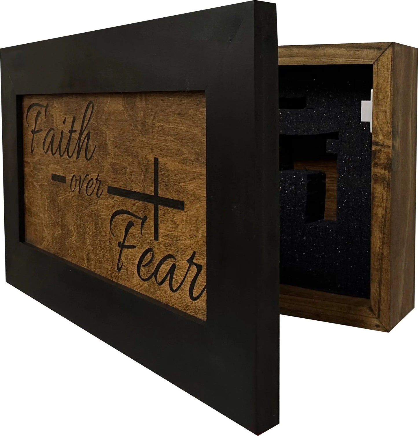 Faith Over Fear Decorative Wall-Mounted Secure Gun Cabinet Bellewood Designs