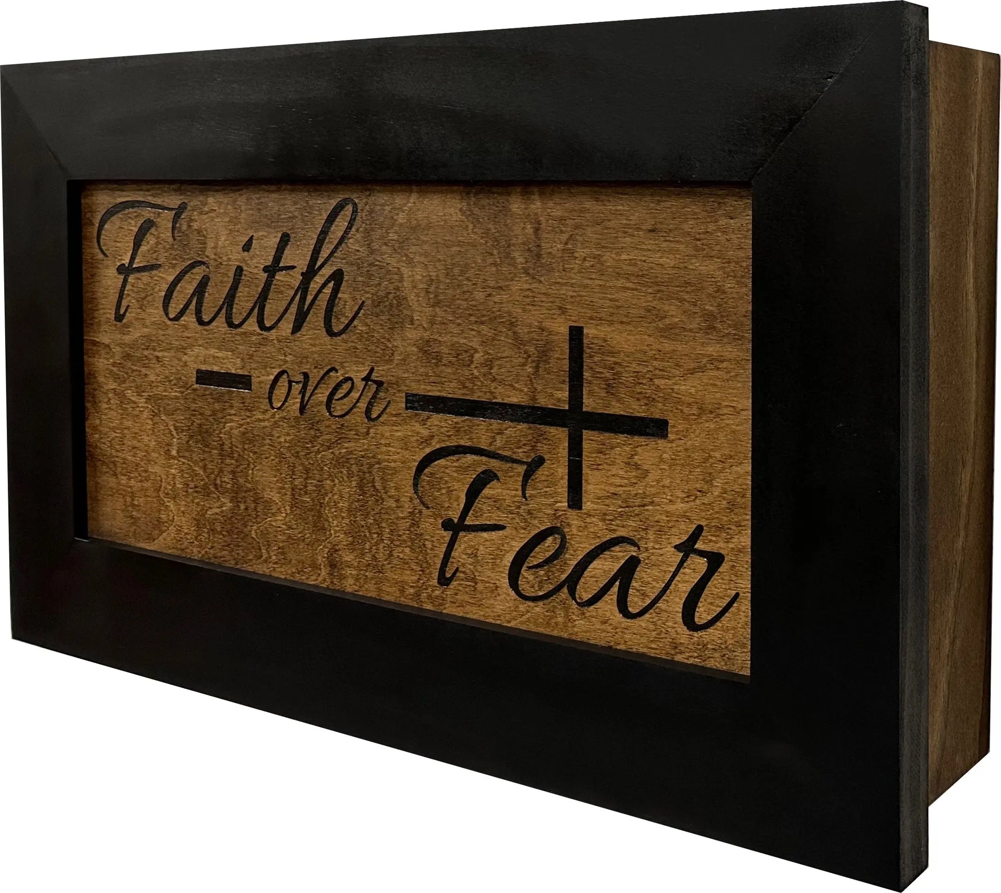Faith Over Fear Decorative Wall-Mounted Secure Gun Cabinet Bellewood Designs