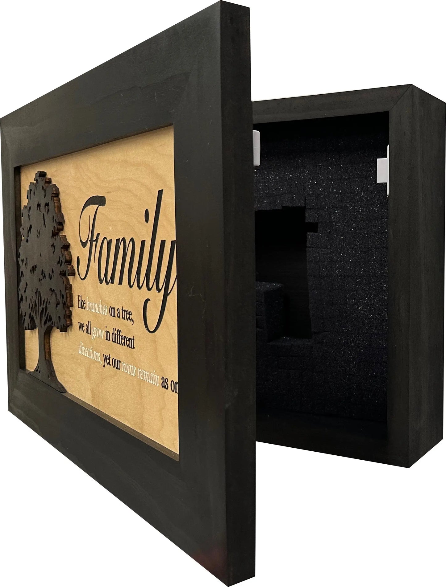 Decorative Secured Gun Storage Cabinet with Family Branches (Black) Bellewood Designs