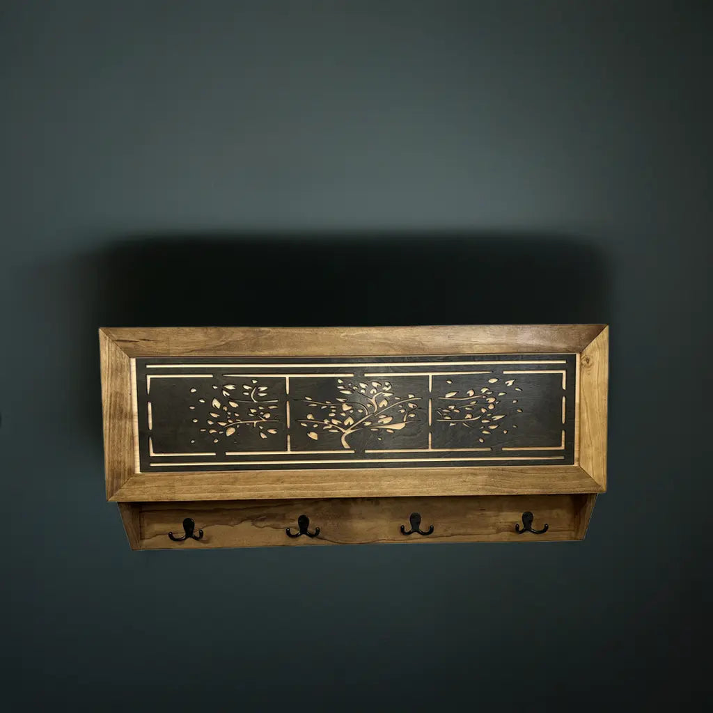 Family Tree Coat Rack Gun Concealment Decor - Handcrafted Wooden Gun Cabinets - Gun Shelf Hidden Storage for Rifles, Shotguns, & Handguns - Quick Access Hidden Wall Safe Bellewood Designs