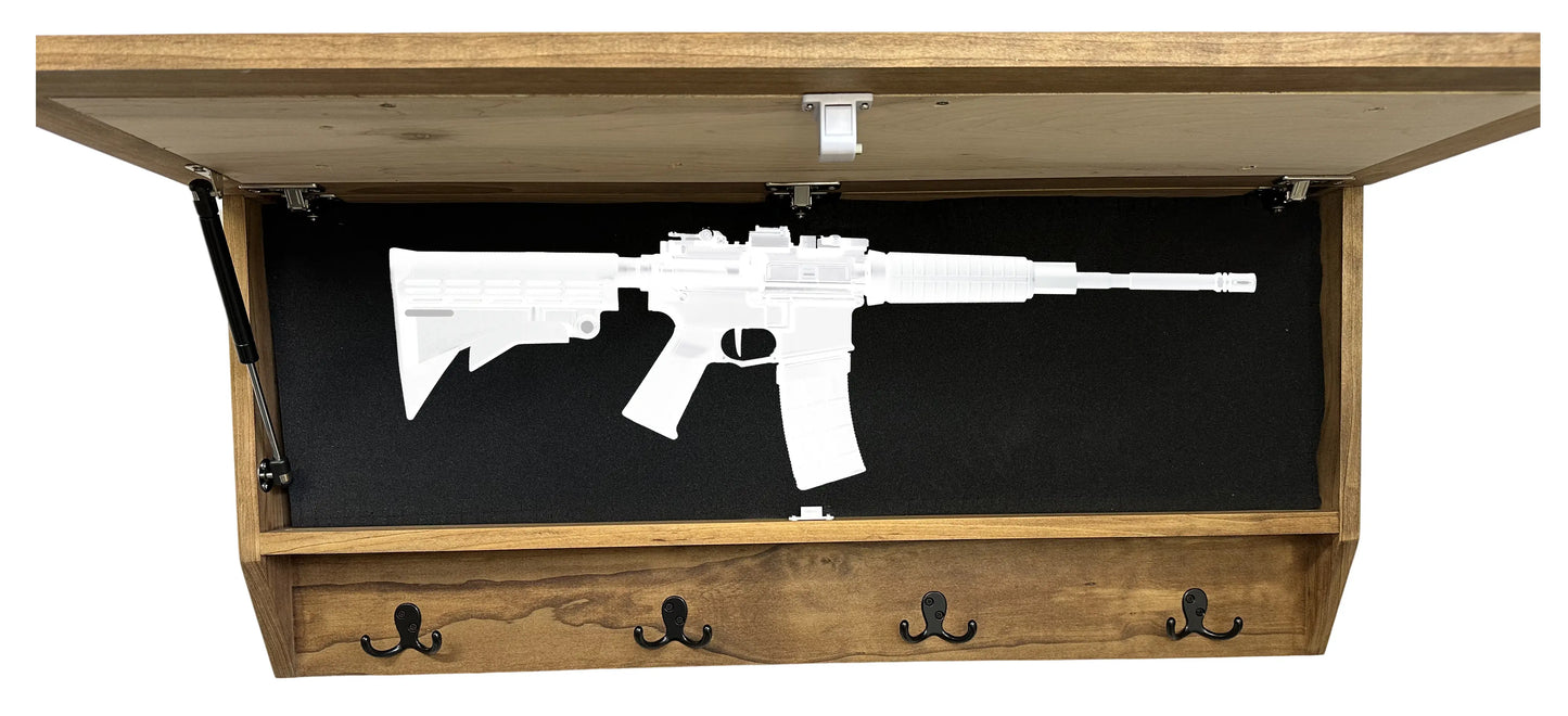 Family Tree Coat Rack Gun Concealment Decor - Handcrafted Wooden Gun Cabinets - Gun Shelf Hidden Storage for Rifles, Shotguns, & Handguns - Quick Access Hidden Wall Safe Bellewood Designs