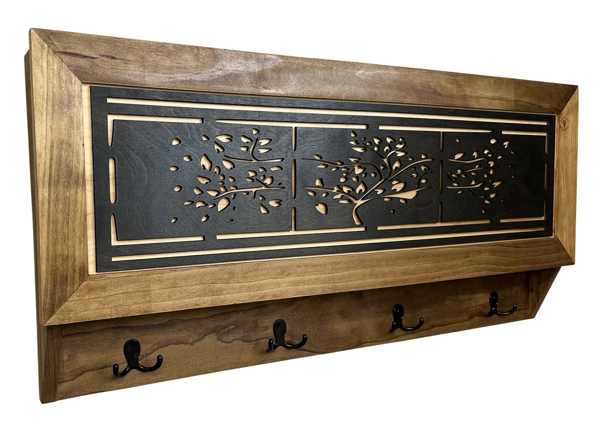 Family Tree Coat Rack Gun Concealment Decor - Handcrafted Wooden Gun Cabinets - Gun Shelf Hidden Storage for Rifles, Shotguns, & Handguns - Quick Access Hidden Wall Safe Bellewood Designs