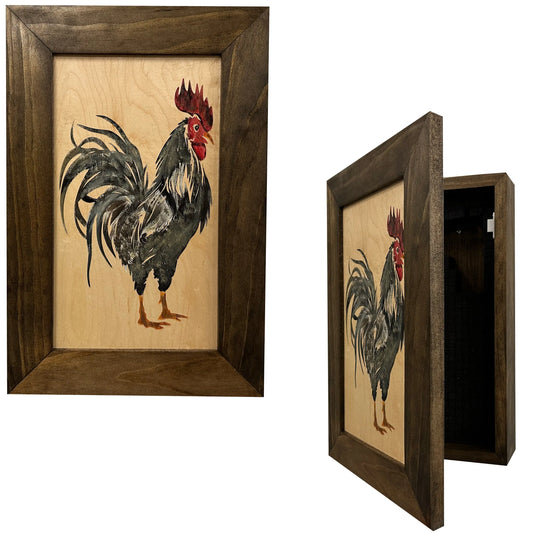 Hidden Gun Cabinet Farmhouse Rooster Art Wall Decoration - Secure Gun Safe by Bellewood Designs Bellewood Designs