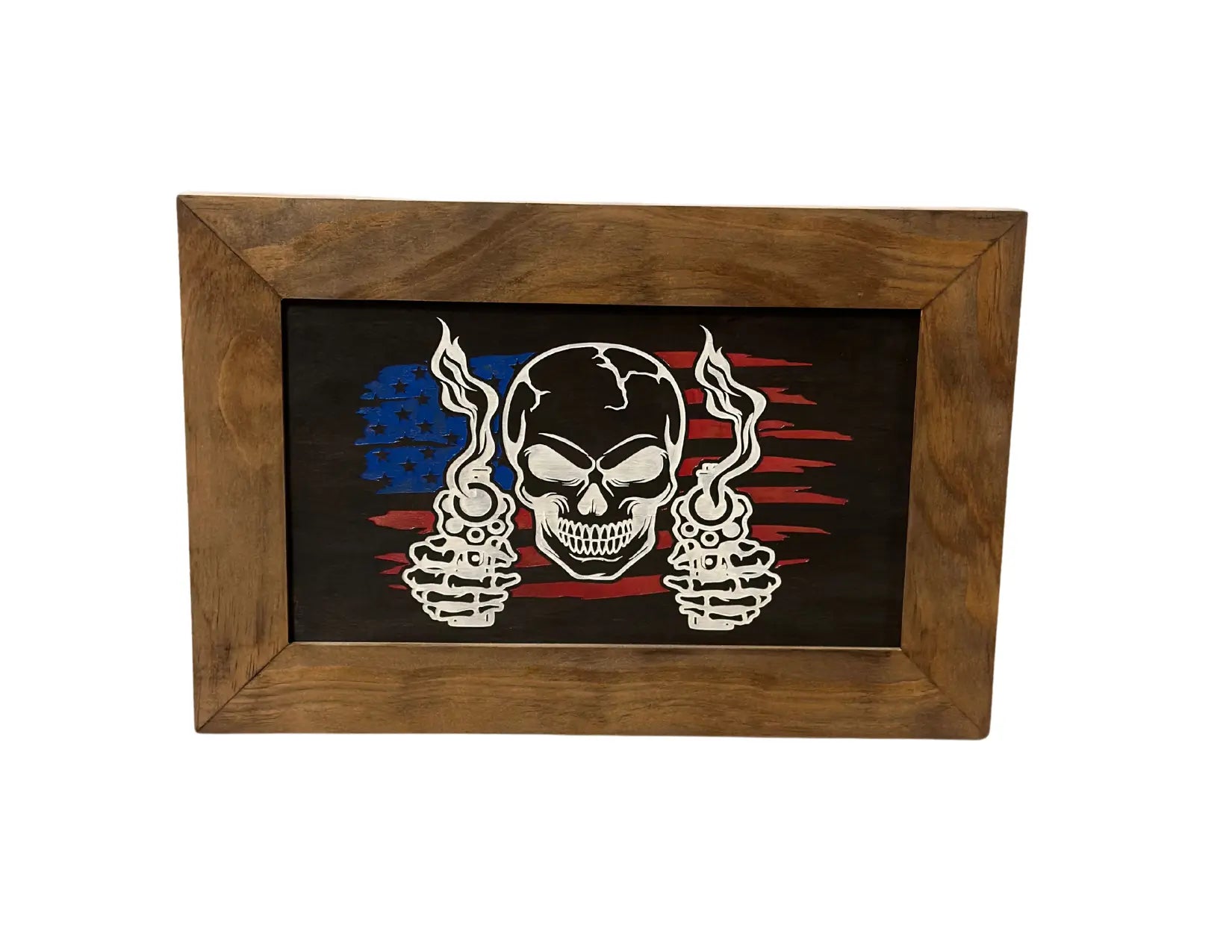 Flag Skull Gun Safe - Wall Mounted Decorative Secure Gun Cabinet Bellewood Designs