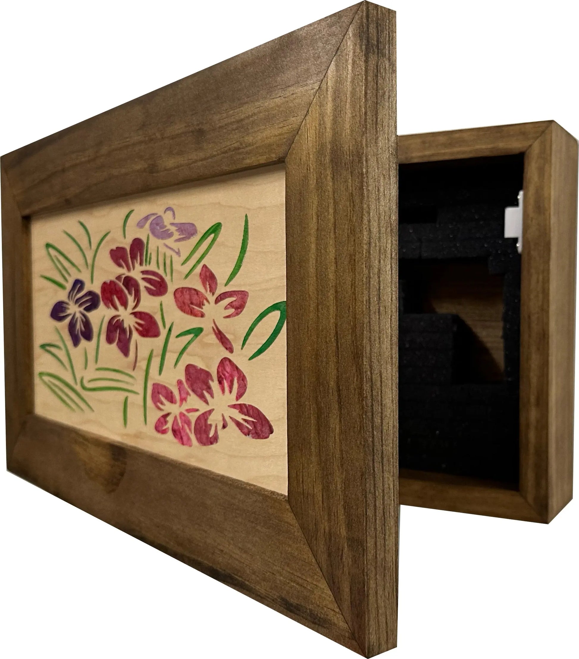Hidden Gun Safe Just Flowers Wall Decoration - Wood Gun Cabinet To Securely Store Your Gun In Plain Sight by Bellewood Designs Bellewood Designs