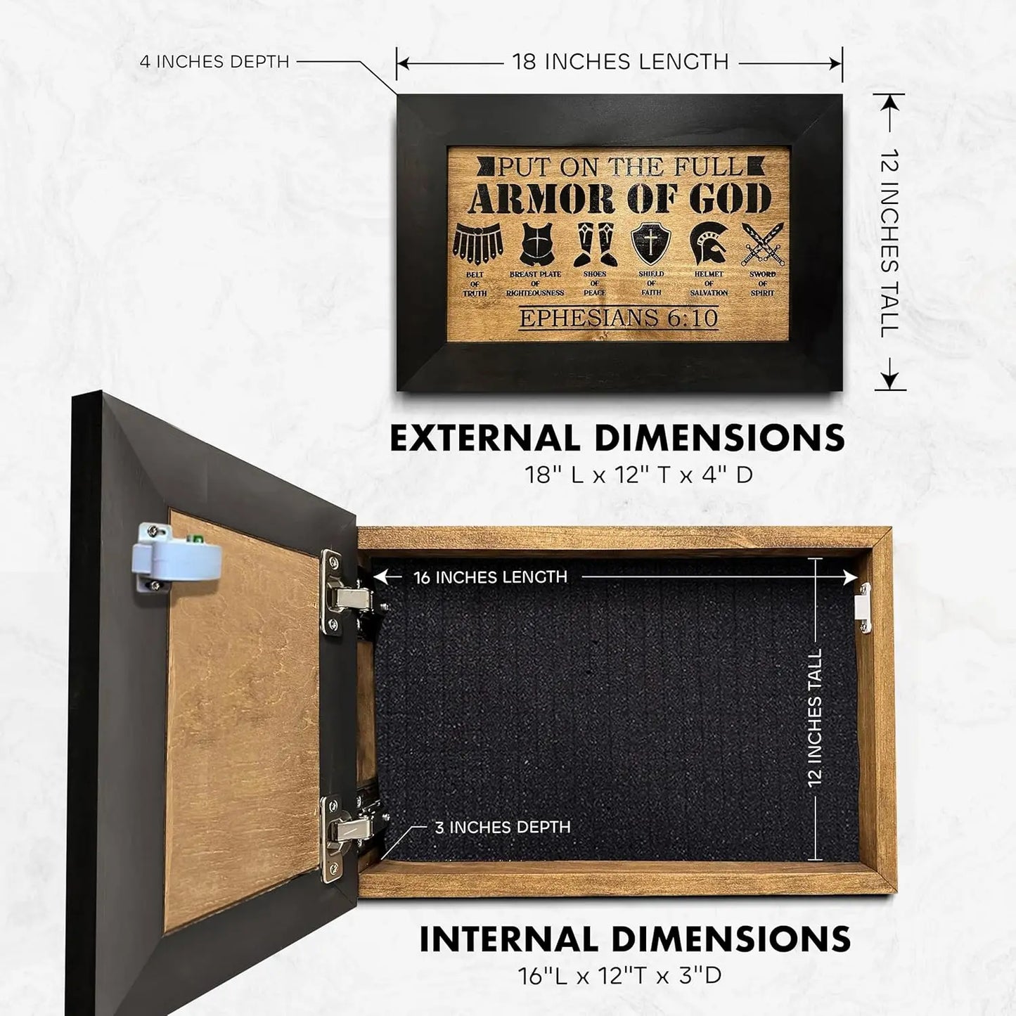Hidden Gun Cabinet Put On The Full Armor Of God, Secure Concealed Ephesians 6:10 Gun Safe by Bellewood Designs Bellewood Designs